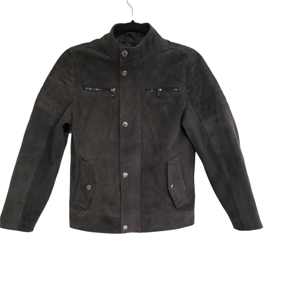 Urban Republic Gray Charcoal 100% Genuine Leather Moto Jacket Size Medium - Picture 15 of 15